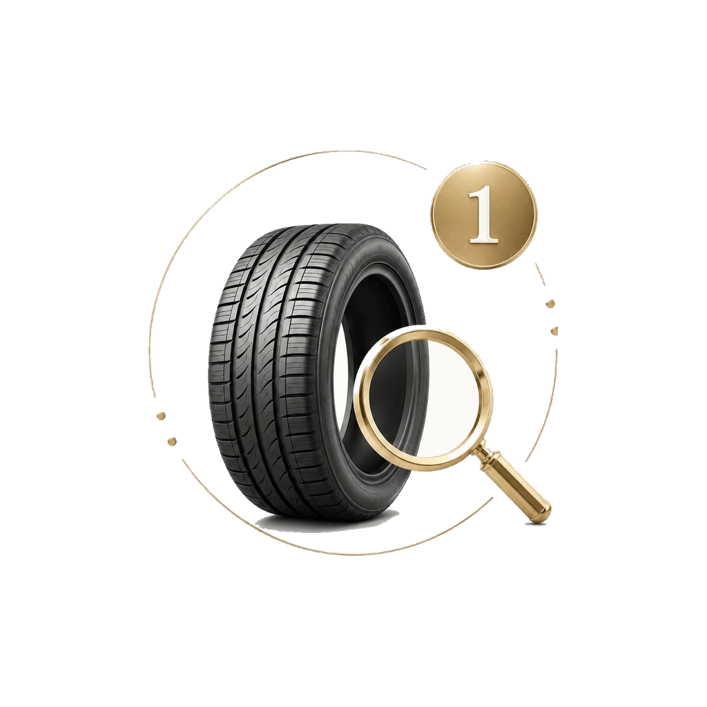 Find your match — magnifying glass with tire